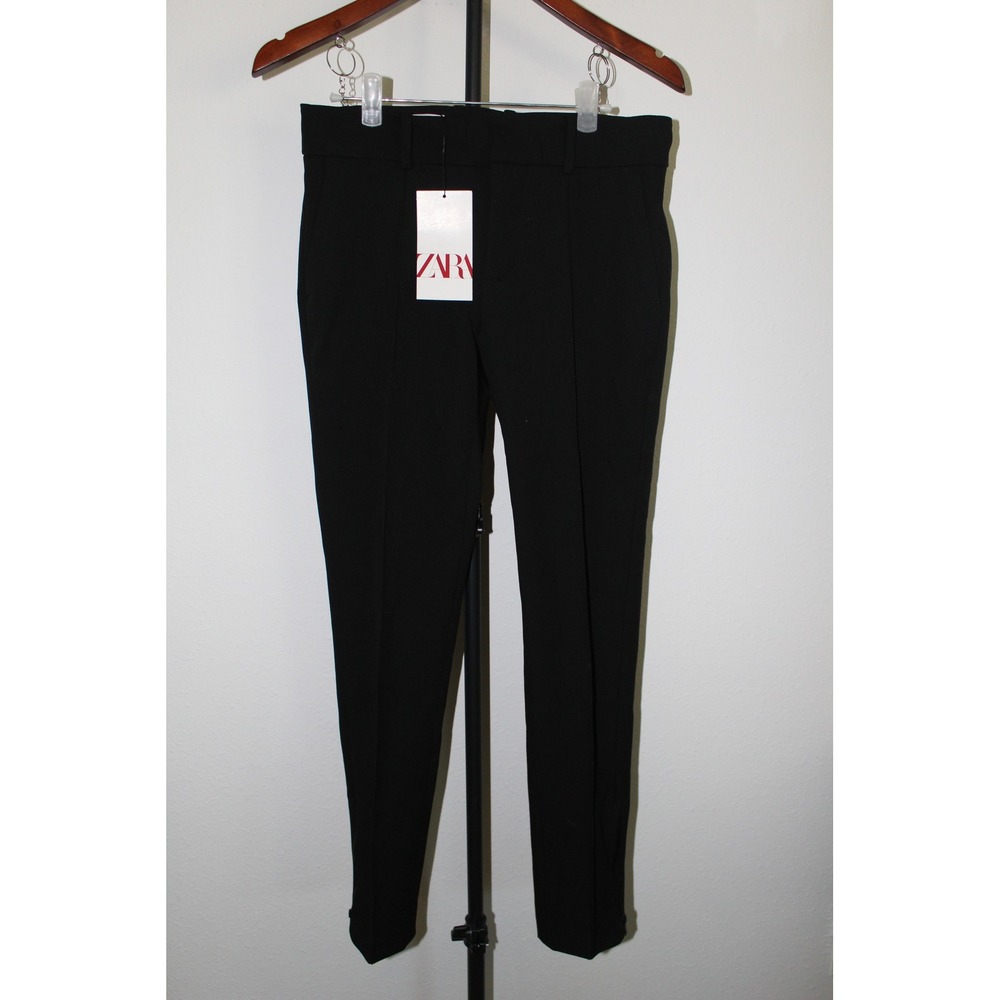 Zara Women's Black High Waisted Ankle Zip Cigarette Pants Trousers Size 2‎ NWT